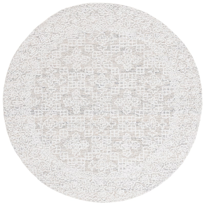 SAFAVIEH Handmade Ebony Alfonsa Modern Rug - 6' Round - Grey/Ivory