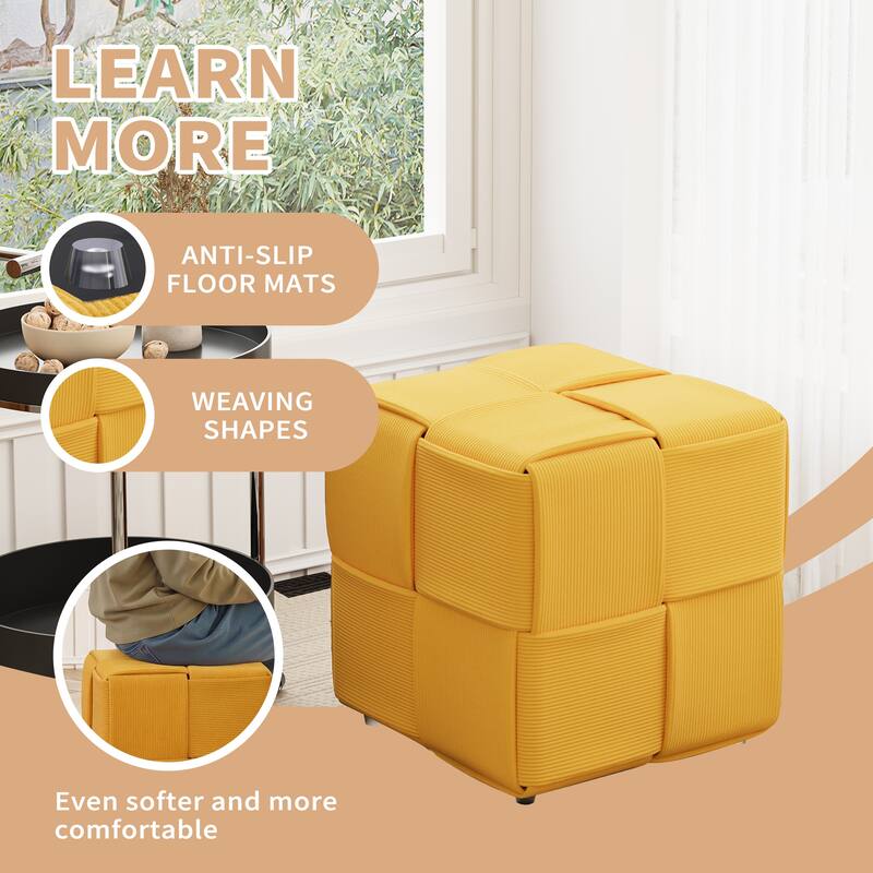 Ottoman Foot Rest Soft and Comfortable Ottoman Square Corduroy Woven Design Sofa Stool