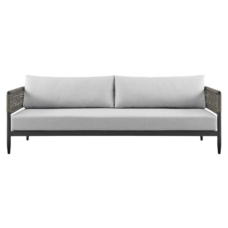 Felicia Black Aluminum & Rope Outdoor Patio 4-Piece Sofa Chat Set
