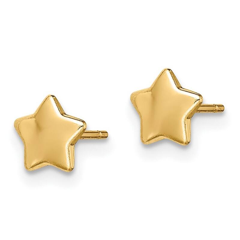 Curata 14k Yellow Gold Polished Star Post Earrings - 6.3mm