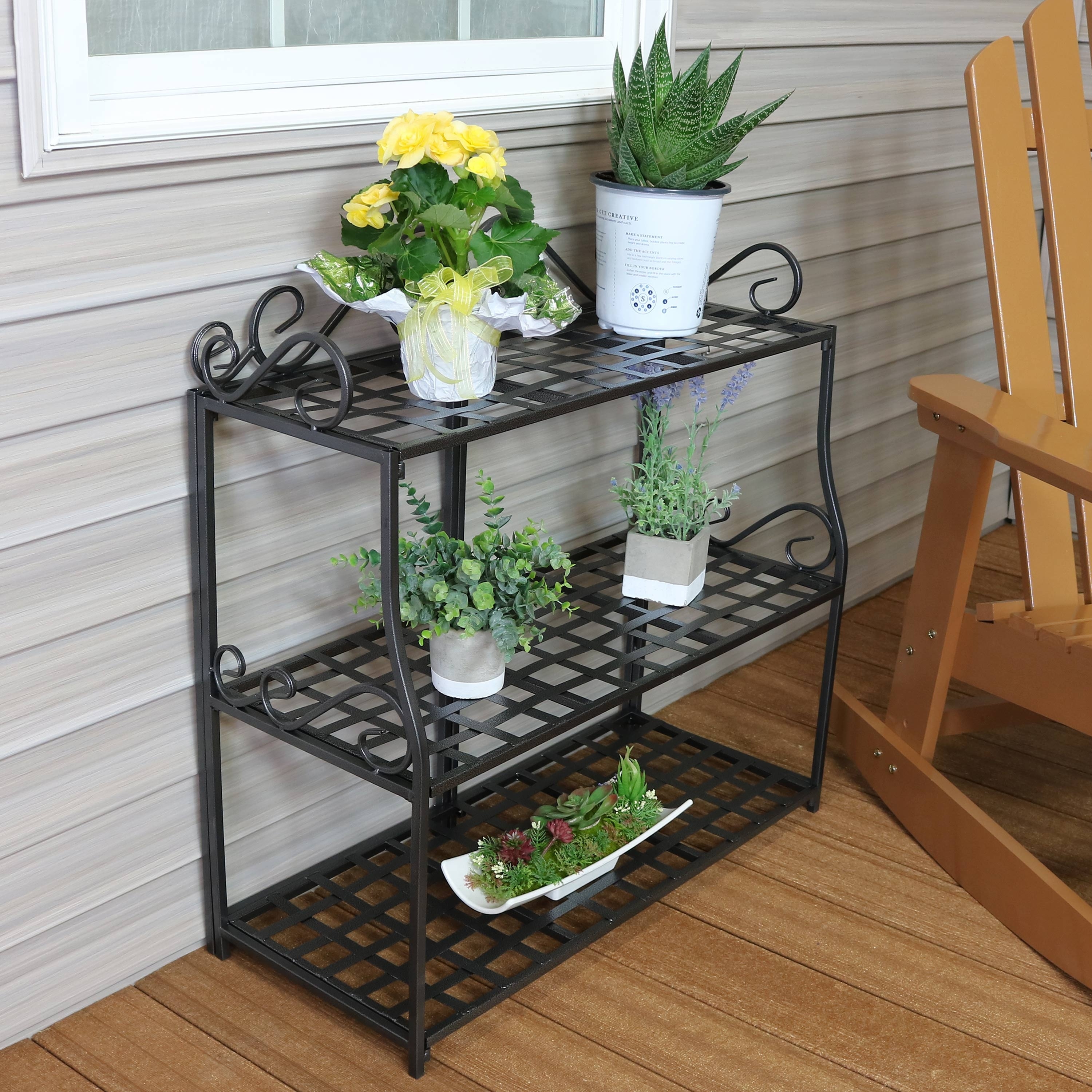 4-Tier Multi-Use Metal Corner Shelf Plants Stand Bathroom Storage Shelf
