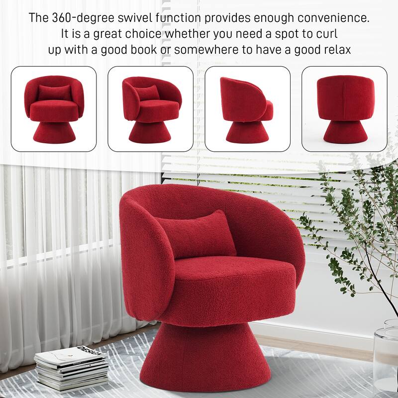 Ouyessir Teddy Sherpa Upholstered Swivel Cuddle Barrel Sofa Chairs