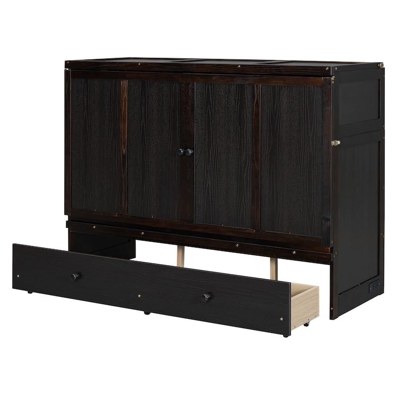 Queen Size Murphy Bed with USB Port and a Large Drawer