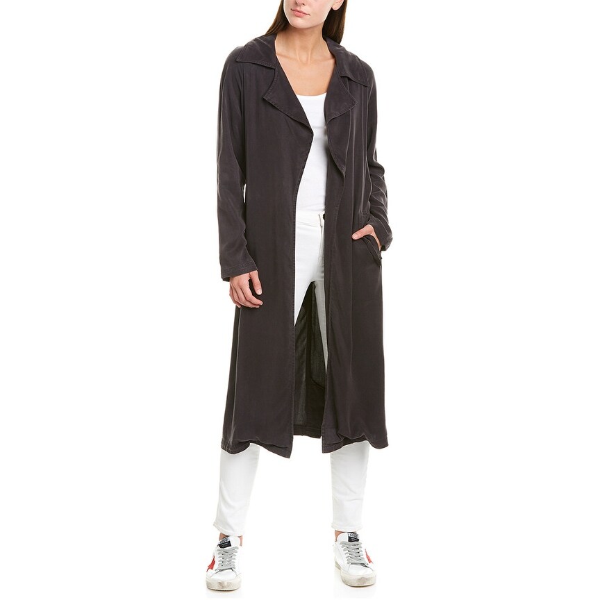 rachel double breasted long trench coat with detachable hood