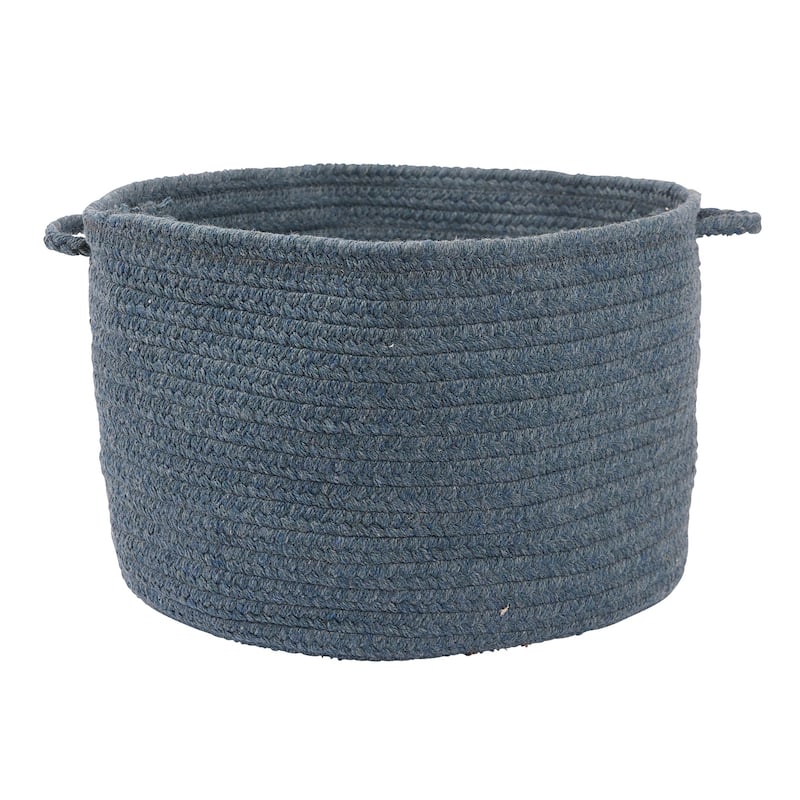 Bristol Braided Wool blend Storage Basket - 18"x18"x12" - Federal Blue