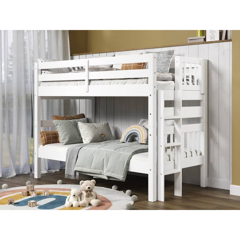 Taylor & Olive Trillium Twin over Twin Bunk Bed with End Ladder - White