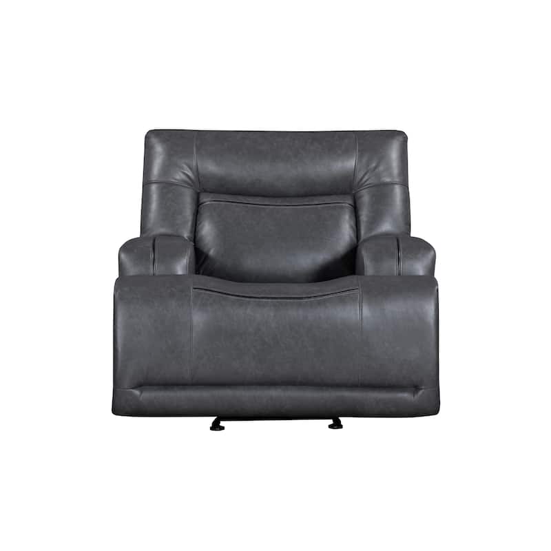 Tito Manual Glider Reclining Chair, Gray Polyester, Pillow Top Arms