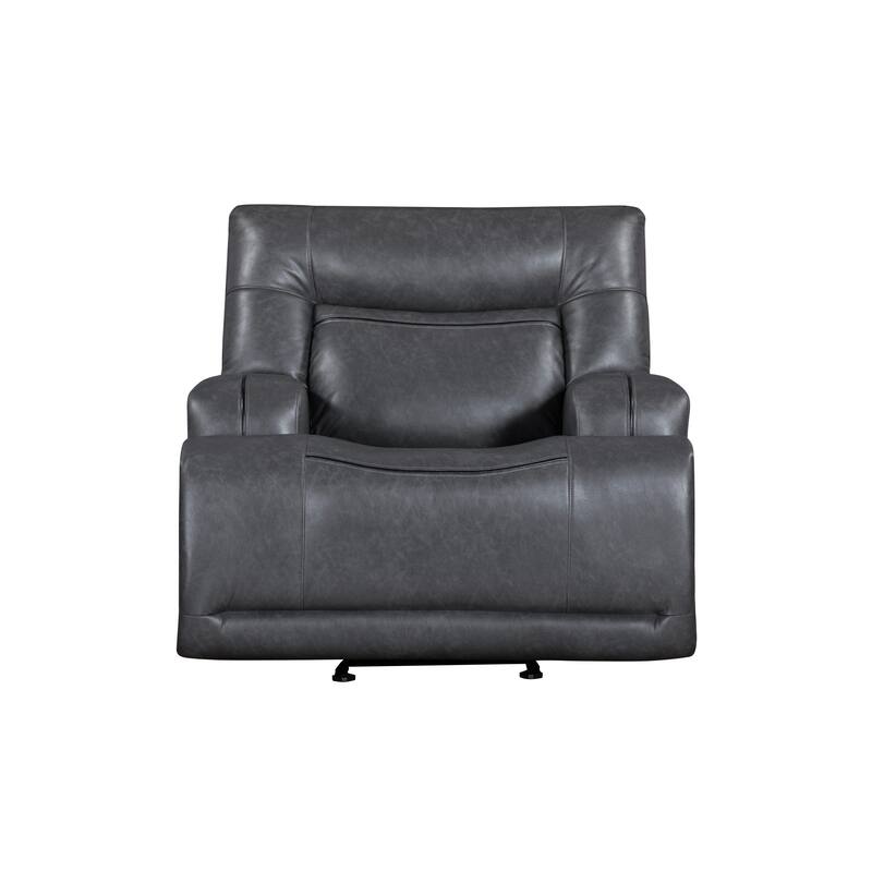 Tito Power Glider Reclining Chair, Gray Polyester, Pillow Top Armrests