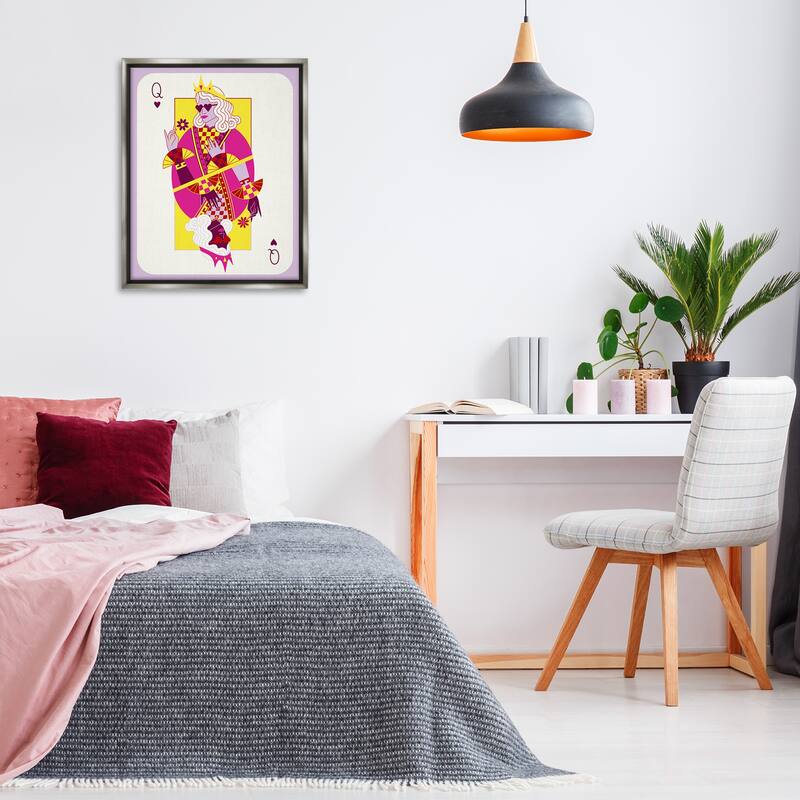 Stupell Trendy Queen Card Framed Floater Canvas Wall Art Design By Grace Popp