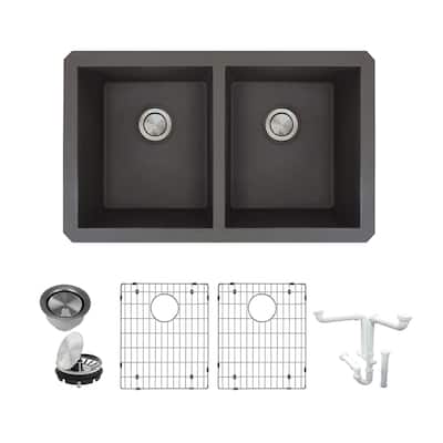 Transolid K-RUDE3118 Radius 31-3/4" Undermount Double Basin Granite