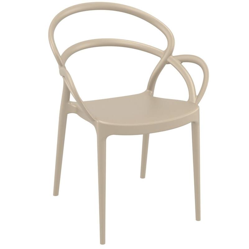 33" Taupe Outdoor Patio Round Dining Arm Chair