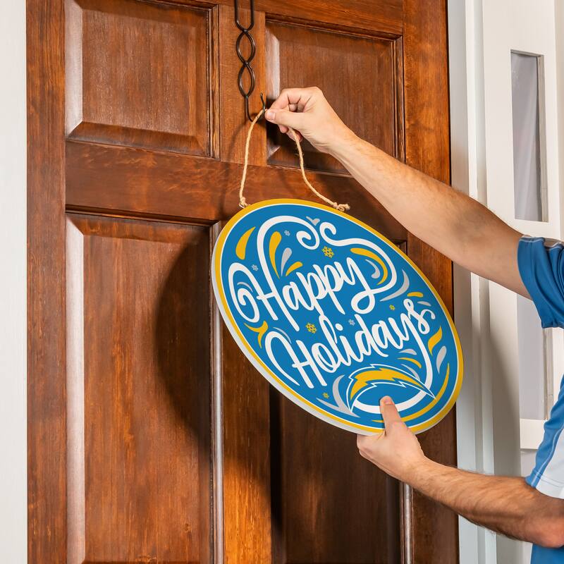 Los Angeles Chargers 18" x 18" Happy Holidays Door Décor Wall Sign - 18" x 18"
