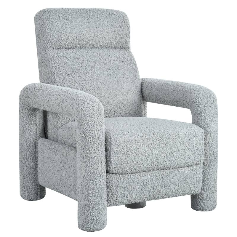 Push Back Recliner Armchair, 31.25" Teddy Upholstered Single Sofa Chair with 3-Position Adjustable Backrest for Living Room