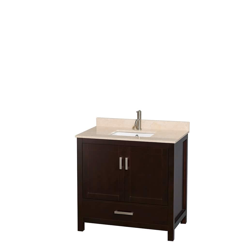 Wyndham Collection Sheffield 36" Freestanding Vanity Set with Hardwood