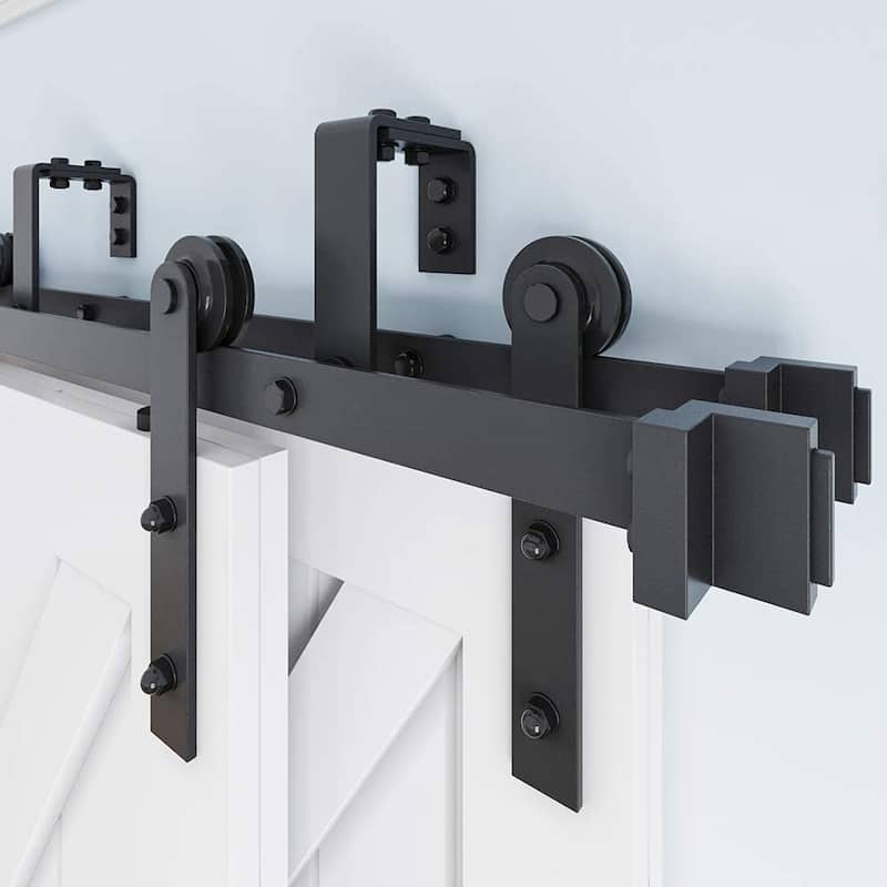WINSOON 4-18FT Bypass Sliding Barn Door Hardware Kit for Four Doors I Roller