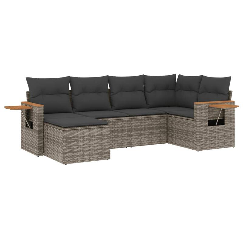vidaXL Patio Sofa Set with Cushions Outdoor Conversation Furniture Poly Rattan