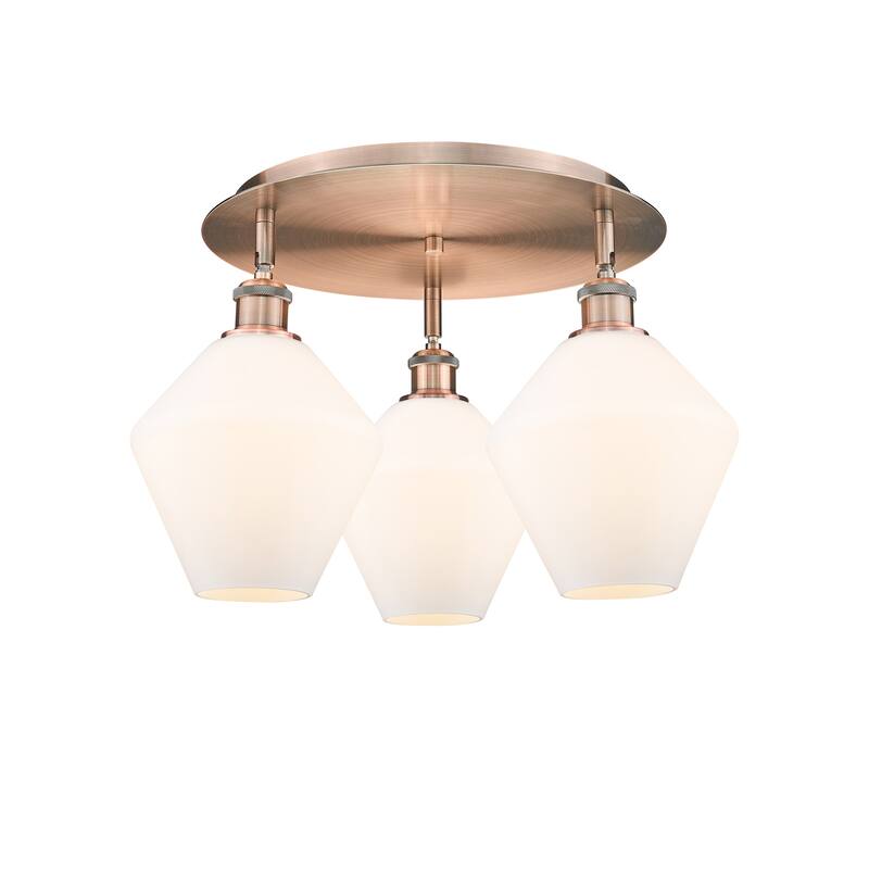 Innovations Lighting Cindyrella - 3 Light 20" Flush Mount - Cased Matte White/Antique Copper