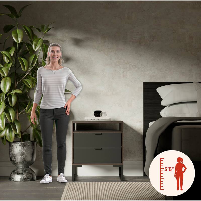 Kappesberg New Collins 2-Piece Bedroom Set, 6-Drawer Dresser and One 2-Drawer Nightstand