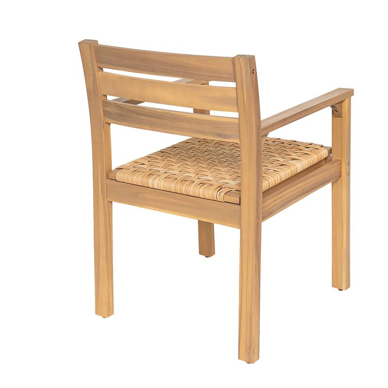 Christopher Knight Home - Rustic Outdoor Acacia Wood Dining Armchair Set (Set of 2)