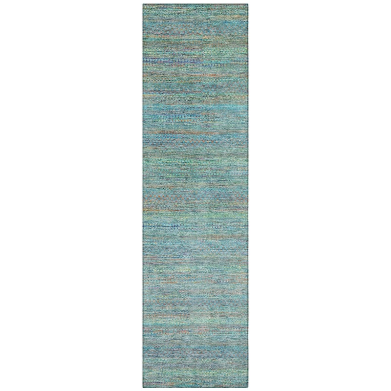 Machine Washable Indoor/Outdoor Modern Stripes Chantille Rug