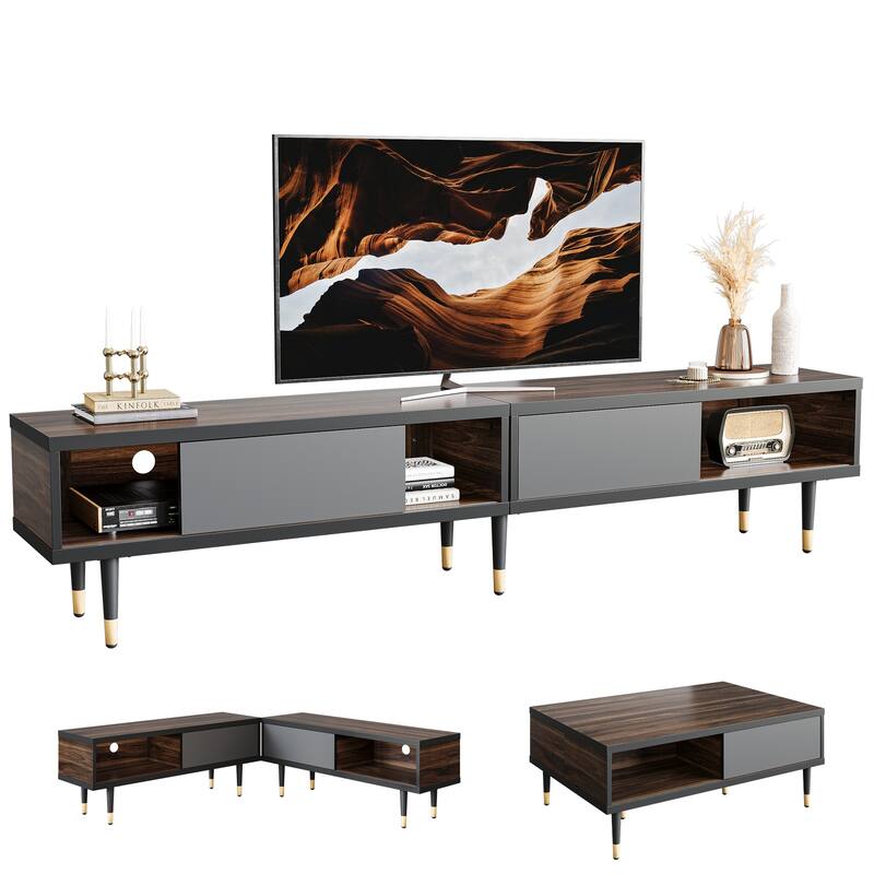 Modern TV Stand up to for 85 inch TVs Entertainment Center with Storage - 80 inch