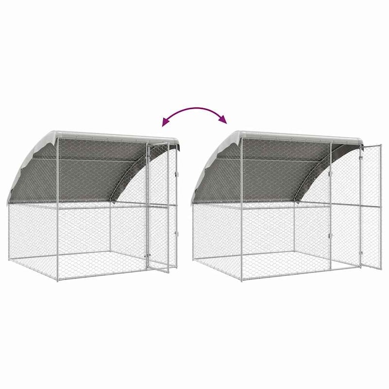 vidaXL Dog Kennel 2 pcs Silver Steel