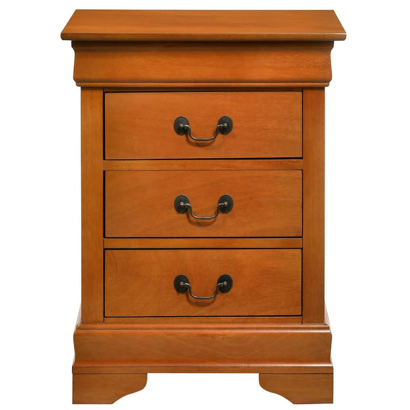 3-Drawer Oak Finish Wood Nightstand - 29" - Brown