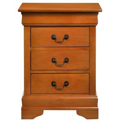 3-Drawer Oak Finish Wood Nightstand - 29" - Brown