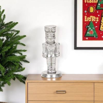 HomeRoots 6" Silver Cast Iron Christmas Nutcracker Figurine - 2.25 in. x 5.50 in. x 2.25 in.