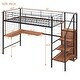 preview thumbnail 10 of 12, Twin Size Metal Loft Bed with Desk, Storage Ladder and Wardrobe