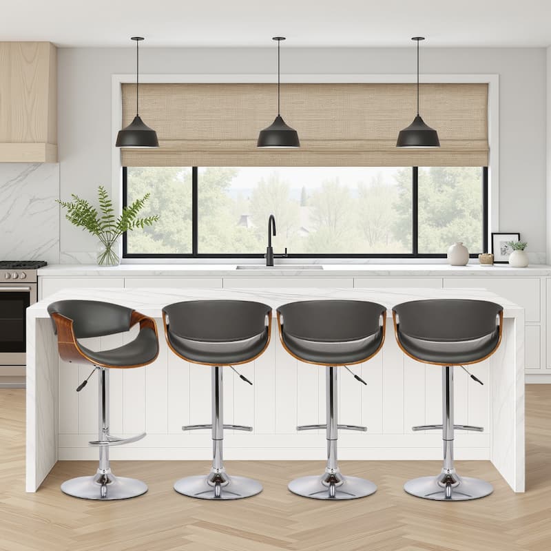 Butterfly 24" Adjustable Swivel Bar Stool - Grey - Set of 4