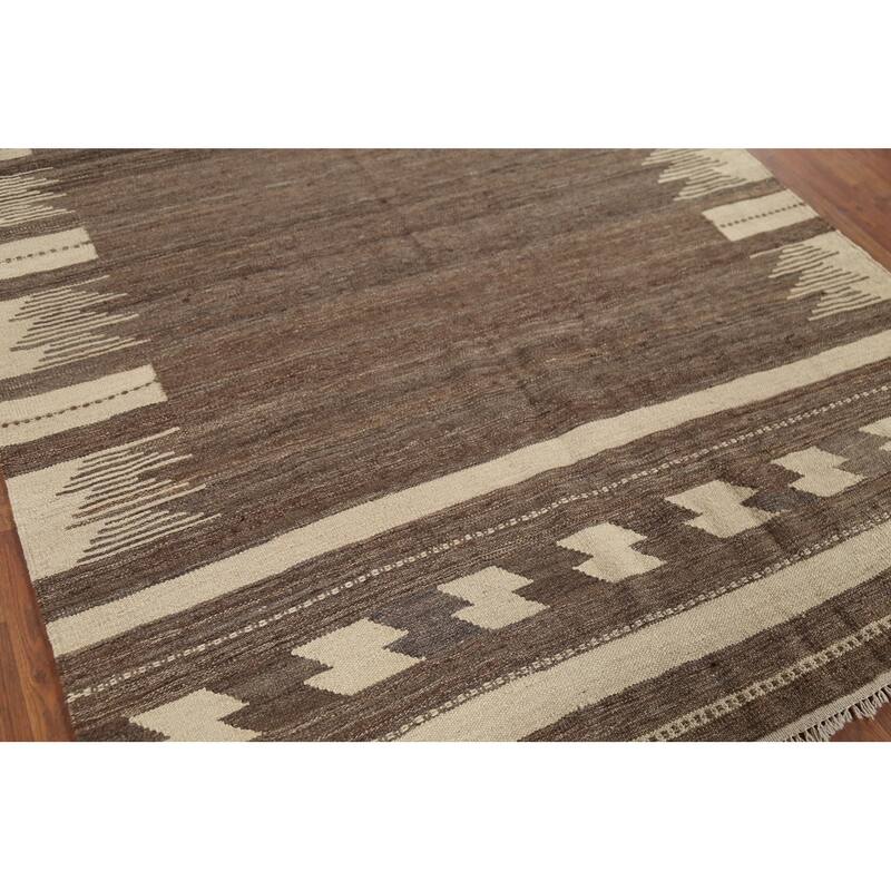Nomadic Flat Weave Kilim Persian Area Rug Hand-Knotted Wool Carpet - 5'5"x 8'1"