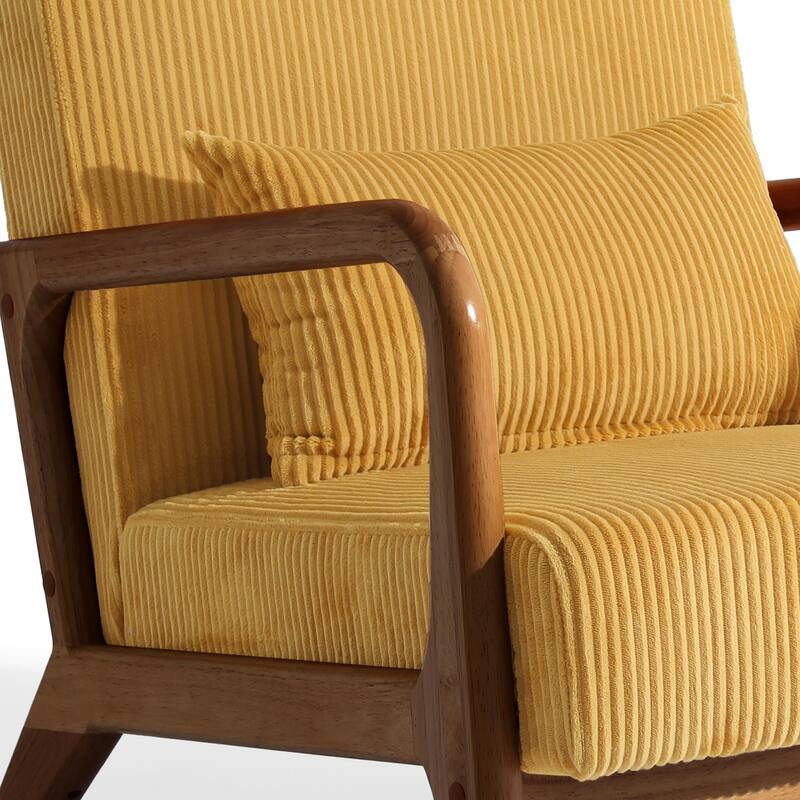 Uixe Mid Century Solid Wood Upholstered Corduroy Accent Chair