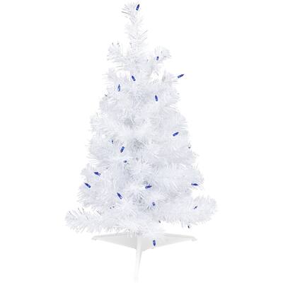 2' Pre-lit White Iridescent Pine Artificial Christmas Tree