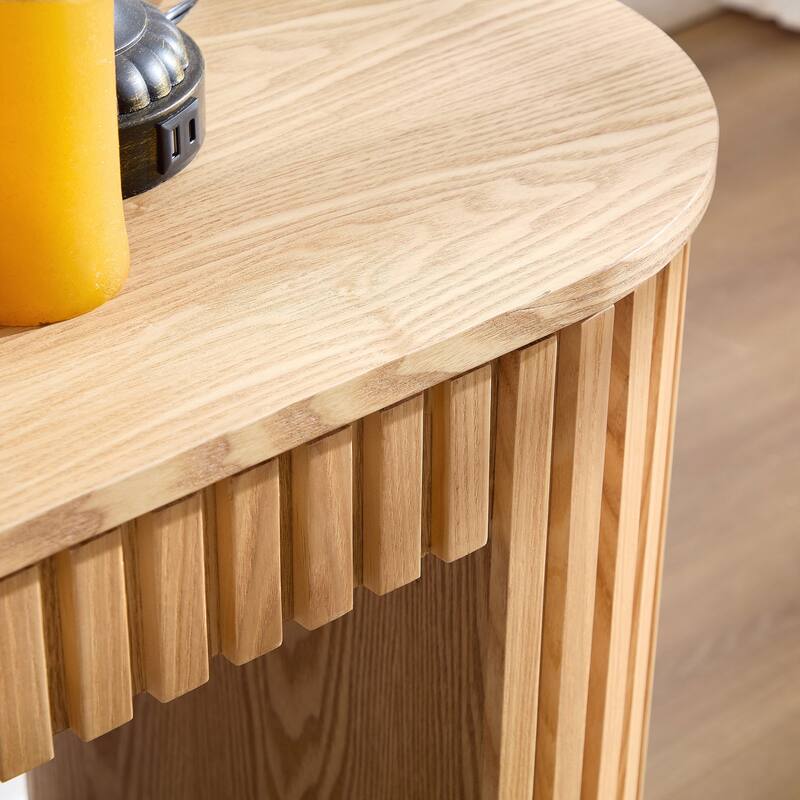 Modern Console Table With Drawer for Entryway with Unique Vertical Stripe Design for Living Room Hallway Foyer Entrance