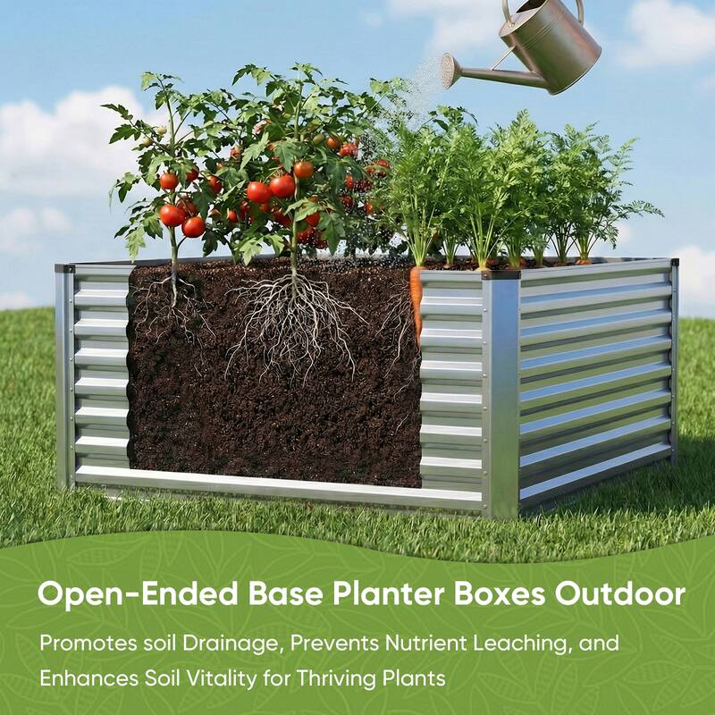 Pocassy Outdoor Metal Raised Garden Bed Planter Box for Vegetables.