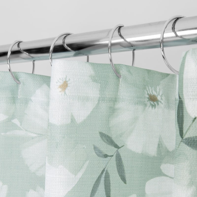 Monotone Floral Sage Shower Curatin