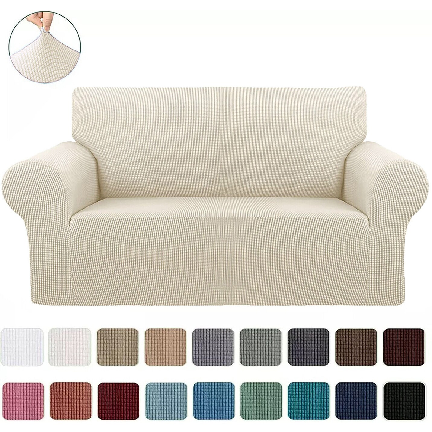 2 Piece Set Slipcover Sofa Loveseat Cover Protector 4 Way