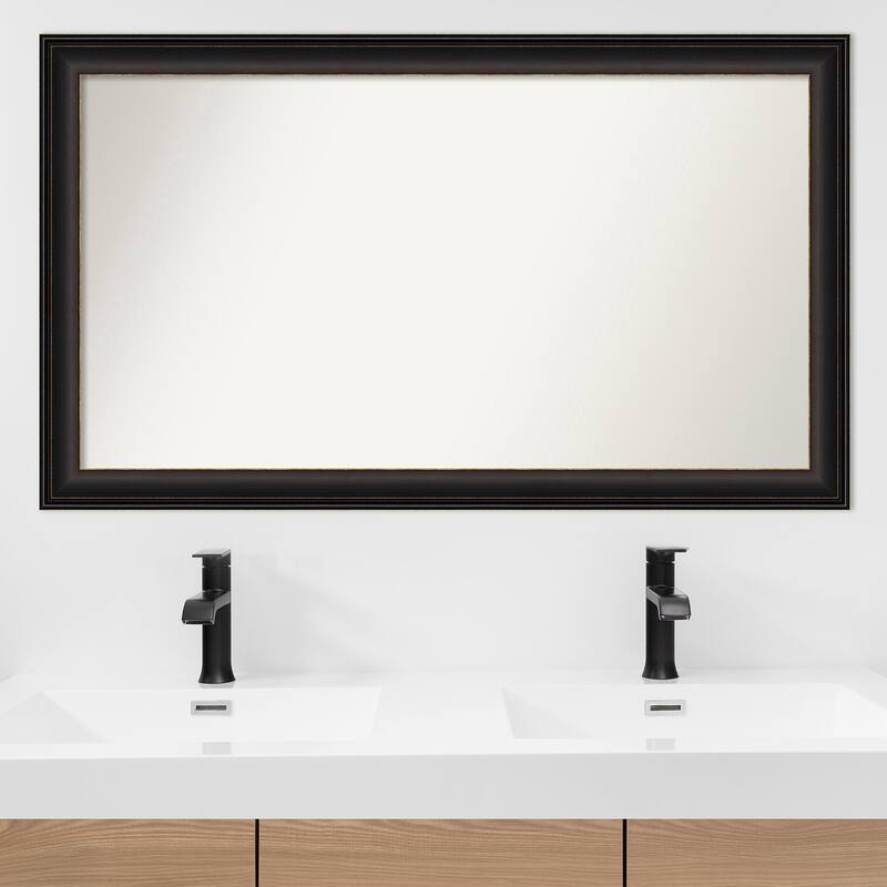 Trio Oil Rubbed Bronze Framed Non-Beveled Custom Wall Mirror, Bathroom Vanity Mirror