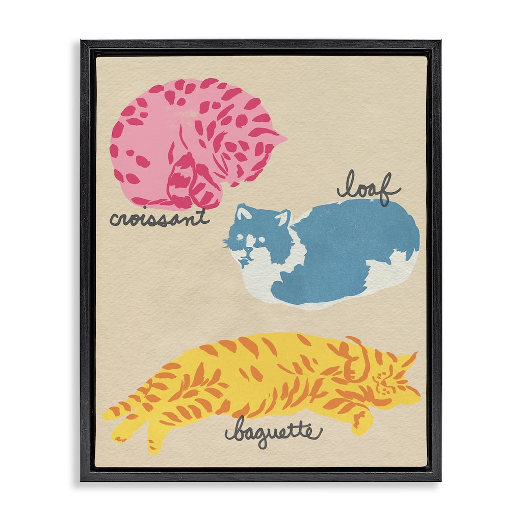 Stupell Funny Relaxing Cat Shapes Framed Floater Canvas Wall Art Design By June Erica Vess