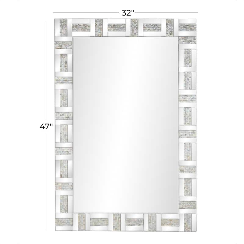 Glass Geometric Wall Mirror - Silver - Roche River Decor - 1"W x 32"L x 47"H
