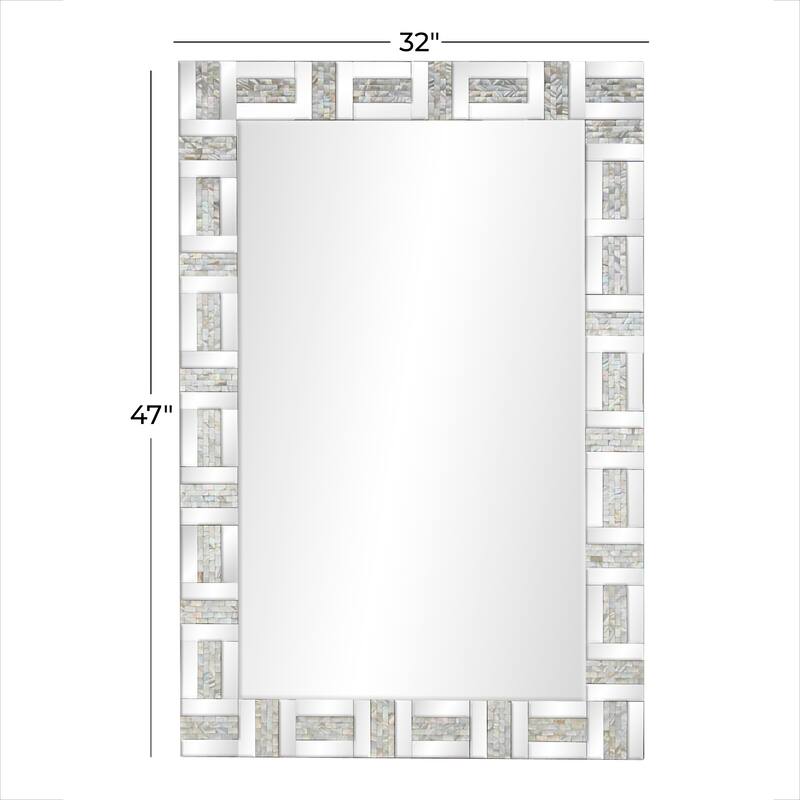 Silver Glass Geometric Room Wall Mirror - 32 x 1 x 47