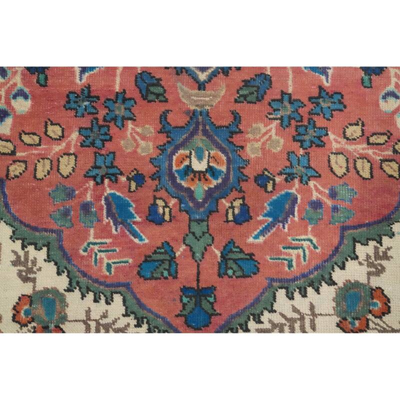 Hand Knotted Oriental 100% Wool Carpet Traditional Floral Pink Tabriz Area Rug - 6' 1'' X 4' 5''