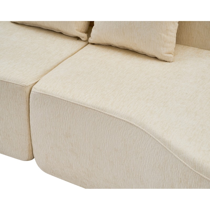 106.29" Curved Chenille Sectional Sofa, No Assembly Required