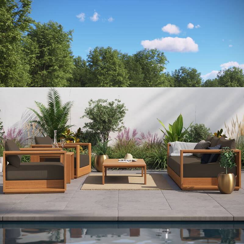 Tahoe Outdoor Patio Acacia Wood 5-Piece Furniture Set