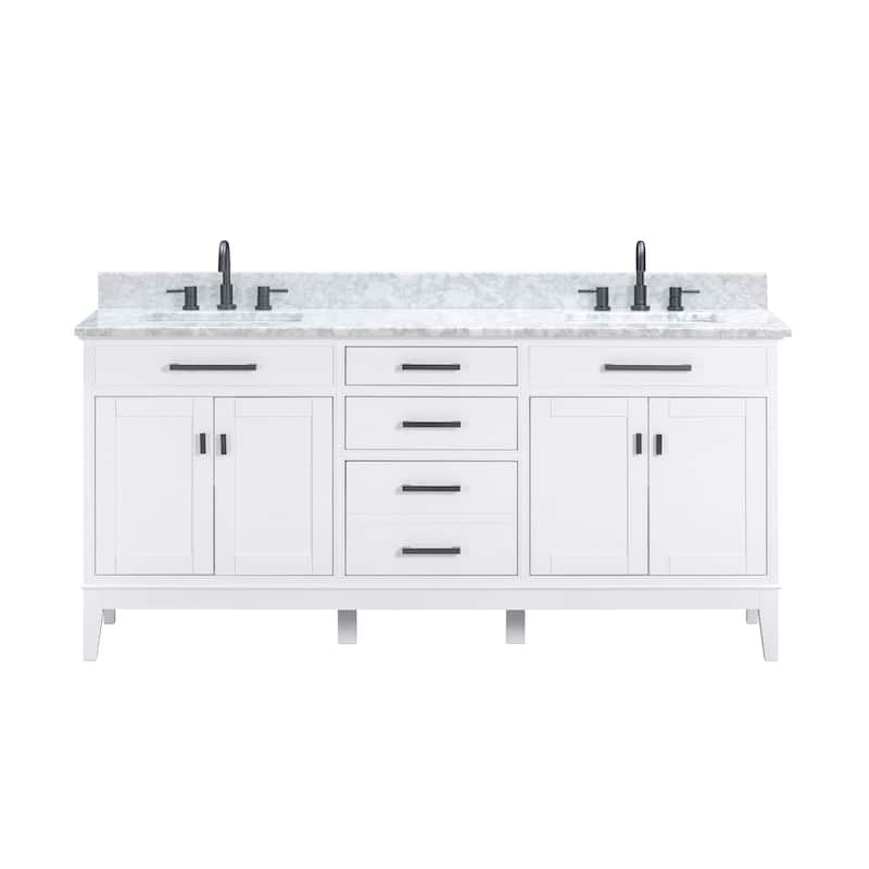 Avanity Madison 73-inch Double Sink Vanity Combo in White with Top and Sink - 73"W x 22"D