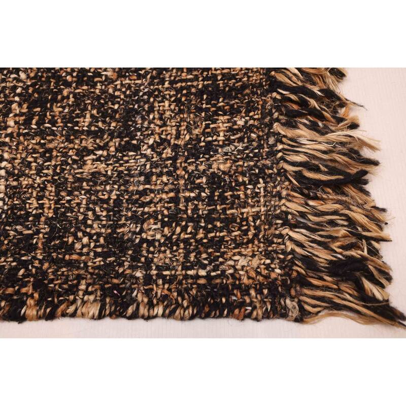 ECARPETGALLERY Flat-Weave Palas Denizli Brown Jute Kilim - 5'4 x 7'7