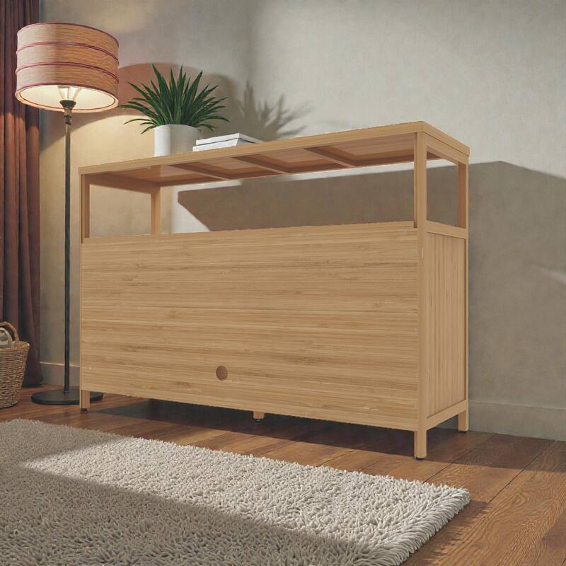 49 in Bamboo Sideboard Cabinet with Shelves, Bathroom Storage Organizer with Double Doors and Adjustable Inner Space