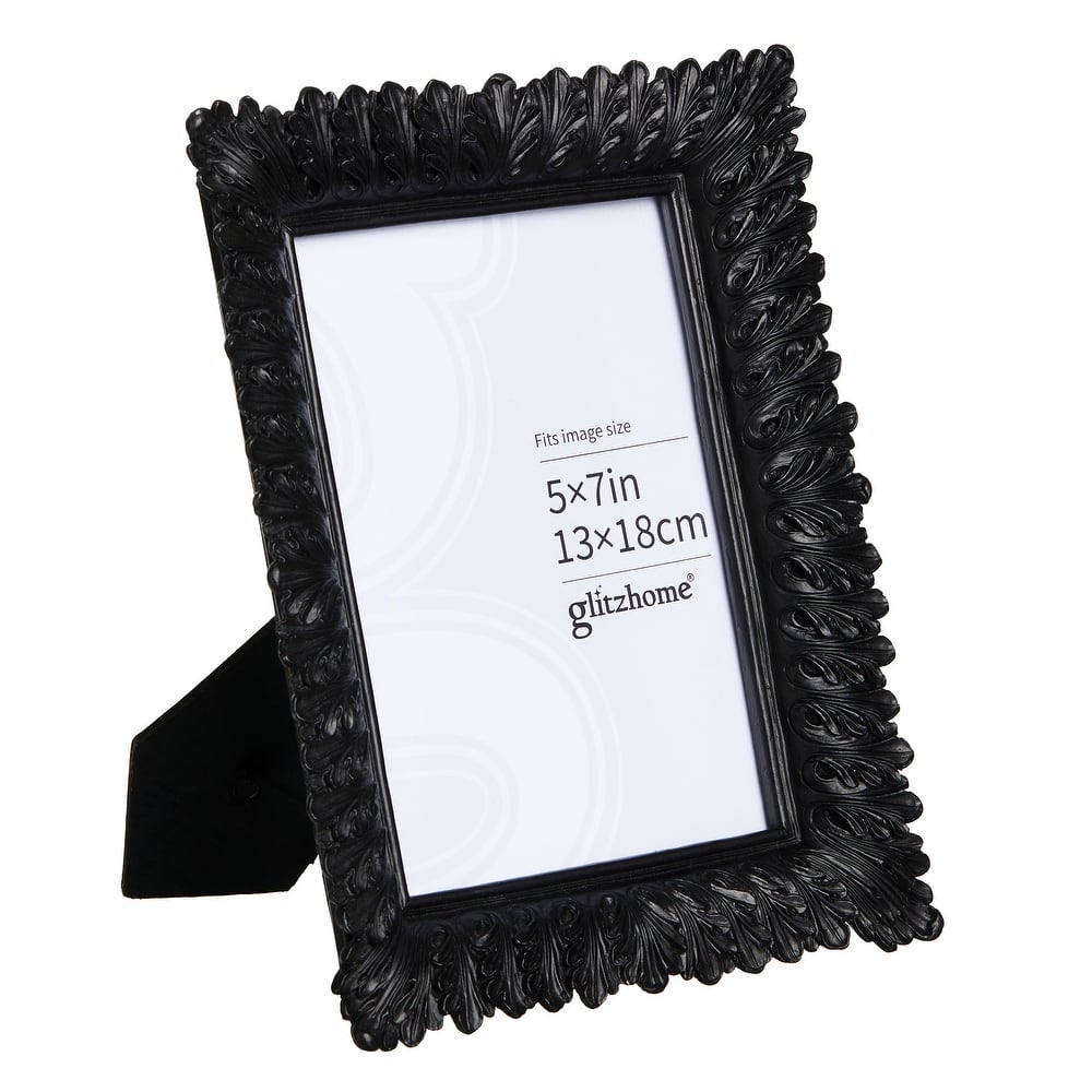 Glitzhome 5x7 Black Resin Wall Hanging or Tabletop Picture Photo Frames Set