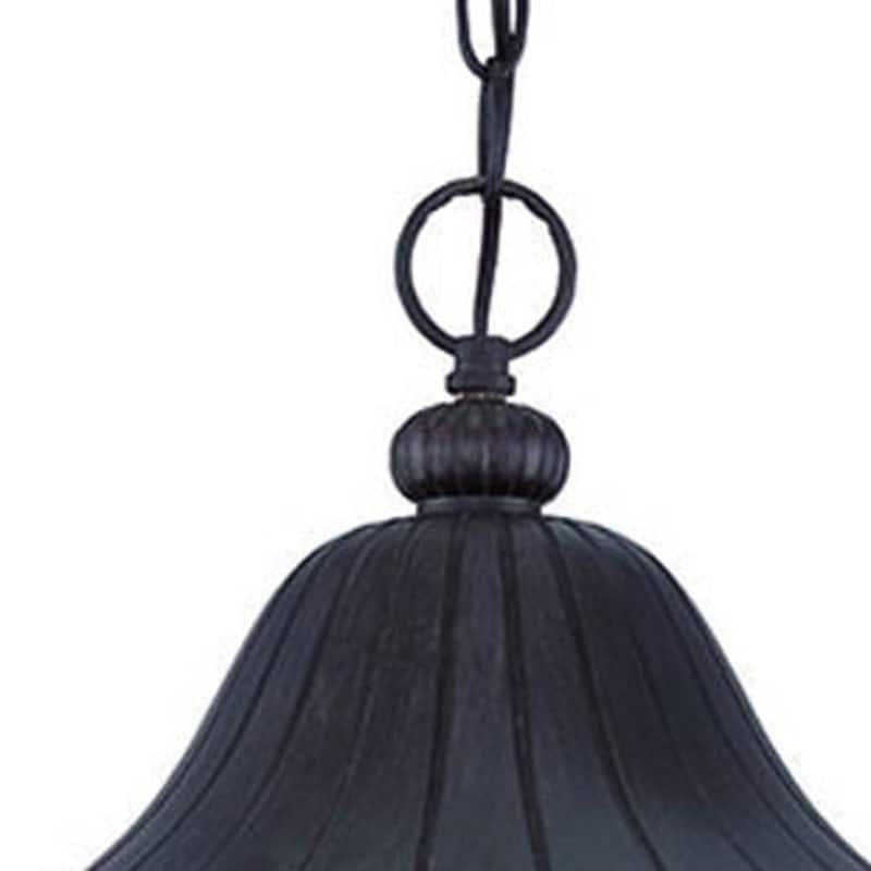 HomeRoots XL Three Light Matte Black Leaf Detail Hanging Light - 11.75' X '25' X '11.75